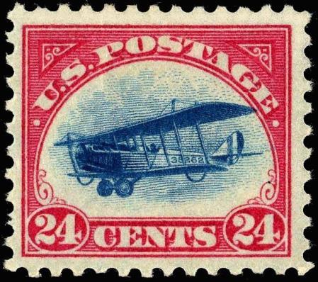 The stamp pictured a Curtiss Jenny JN-4 that carried the mail. It is widely recognized today because a pane of 100 was accidentally printed and sold with the plane inverted.
