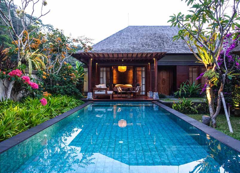 The resort design is inspired by a traditional Balinese village and it makes use of the ubiquitous soft stone, terracotta and red brick found in Bali that age quickly.