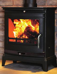 It features a stylish polished silver trim detail, or it can be specified with a black door trim option to match the body. This powerful stove has an impressive heat output of 7.
