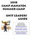 2018 Camp Manatoc Summer camp. unit Leaders Guide