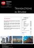TRANSACTIONS IN REVIEW SEPTEMBER 2017 ABOUT THIS REPORT. Inside this Issue. 1 April April 2013