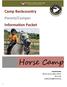 Horse Camp. Camp Backcountry Parent/Camper Information Packet