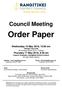 Council Meeting. Order Paper