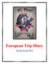 European Trip Diary Spring Break 2014
