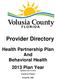 Provider Directory Health Partnership Plan And Behavioral Health 2013 Plan Year (Updated June 15, 2013) County of Volusia Group No.