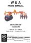 W & A PARTS MANUAL LEVEE PLOW STANDARD. Model No Blade Model No Blade (Parts Only)