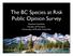 The BC Species at Risk Public Opinion Survey. Howard Harshaw Faculty of Forestry University of British Columbia