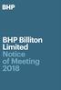 BHP Billiton Limited Notice of Meeting 2018