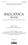 SERBIAN ACADEMY OF SCIENCES AND ARTS INSTITUTE FOR BALKAN STUDIES BALCANICA XLVIII ANNUAL OF THE INSTITUTE FOR BALKAN STUDIES