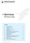 Services Price List CONTENT