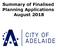 Summary of Finalised Planning Applications August 2018