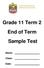 Grade 11 Term 2 End of Term Sample Test