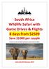 South Africa Wildlife Safari with Game Drives & Flights 8 days from $2599 Save $1000 per couple