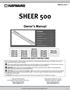 SHEER 500. Owner s Manual. Contents