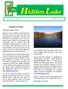 Hidden Lake. The. Volume 9 Issue 1 Spring A Message from Marty. Hello again Hidden Lakers,