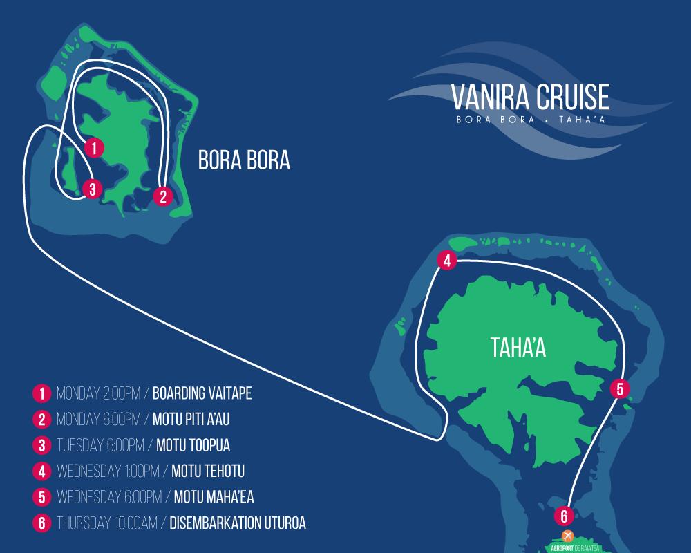 Bora Bora Taha a FROM MONDAY TO THURSDAY FROM BORA BORA TO TAHA A / RAIATEA DAY 1 Boarding in Bora Bora on Monday at 2.00pm Cruising to the South East of the island.