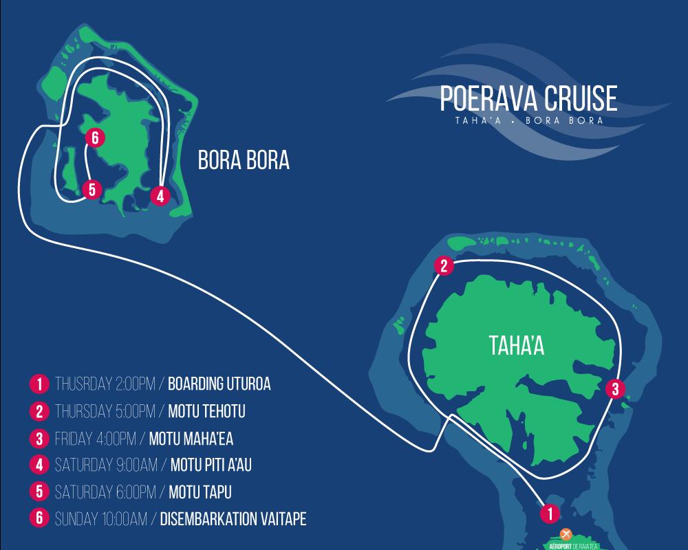 Taha a Bora Bora FROM THURSDAY TO SUNDAY FROM TAHA A / RAIATEA TO BORA BORA DAY 1 Boarding in Raiatea on Thursday at 2.00pm Cruising to the West coast of Taha a.