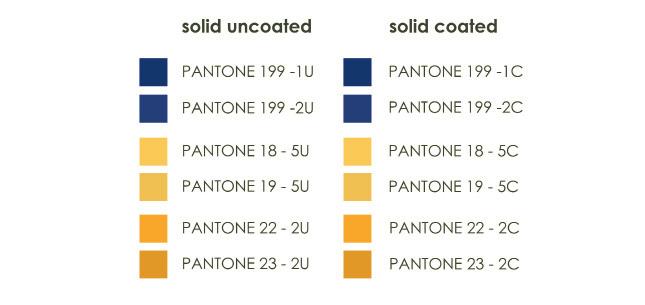 Zamjenske boje se koriste u slučaju ako ne postoji mogućnost nabave već definiranih pantone boja. Ponuđene su dvije vrijednosti za svaku boju, za dvije vrste papira. 4.6.5.