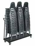 Durable powder coat finish Stackable for easy storage Polypropylene bumpers protect chair frames when stacked Self-leveling floor glides with integrated nylon bumpers Built-in ganging device on