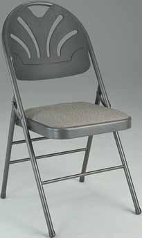 Bridgeport Folding Chairs feature longer lasting commercial rated fabrics and vinyl, double hinges, triple cross braces and tube-in-a-tube construction.