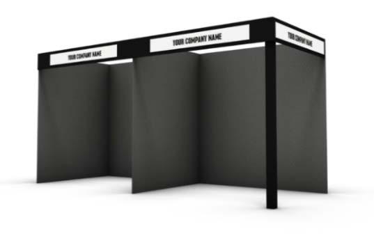 Each booth consists of the following items: 2.4m x 2.4m high back wall 1.8m x 2.