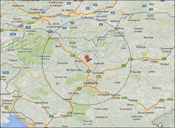 Impact zones of Ljubljana