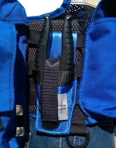 The chest strap provides additional support across the front of the chest and is installed using the Velcro style attachment points.
