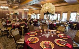 The Villa Grande Venue Details Ballroom is beautifully detailed with carpeted floors, stucco walls, rustic chandeliers, 12