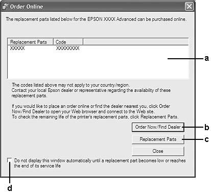 Order Online a. Okvir za tekst: Prikazuje potrošne proizvode i njihove kodove. b.