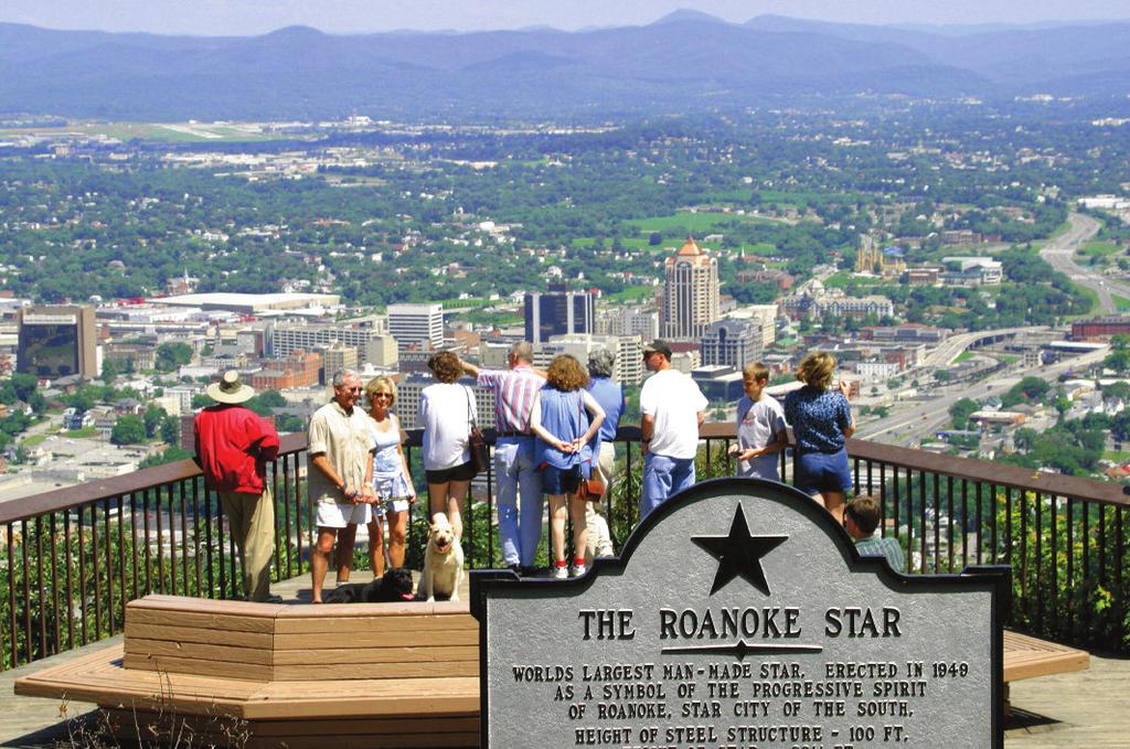 A spectacular view of the Blue Ridge Mountains from the famous Roanoke Star.