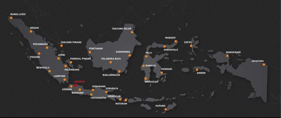 NATIONWIDE COVERAGE Furthermore, Whitesky also accommodates air travel to and around most of Indonesia s ci:es and large towns.