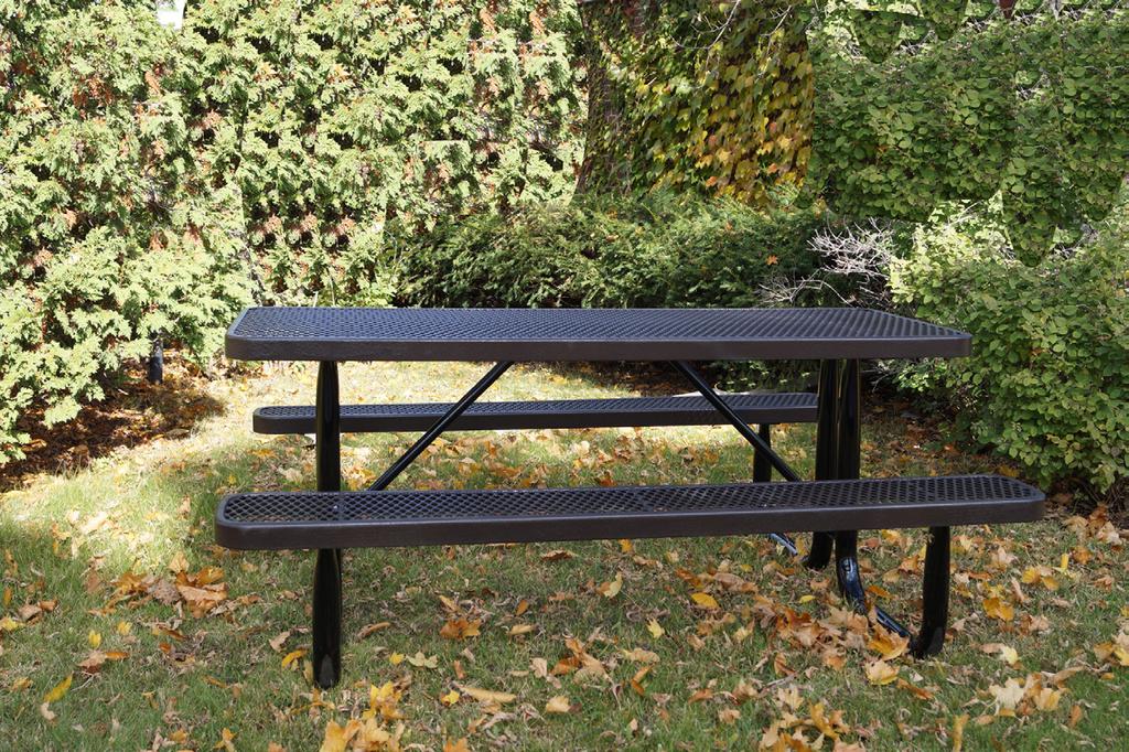 Gerber s Expanded Metal Table A new picnic table at Gerber. We have combined the durability of 3/4 #9 expanded metal with a polyethylene coating to create another high quality metal table.
