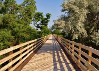 The 6K loop is an out and back on the Dark Island Trail. You should reach the bridge just in time to see the sunset over the Platte River. The trail's unique name derives from a local Pawnee legend.