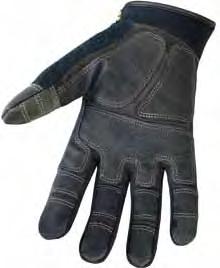 > Raised double knuckle protection on top of hand > Heavy duty triple layer palm with non-slip reinforcement enhances grip and