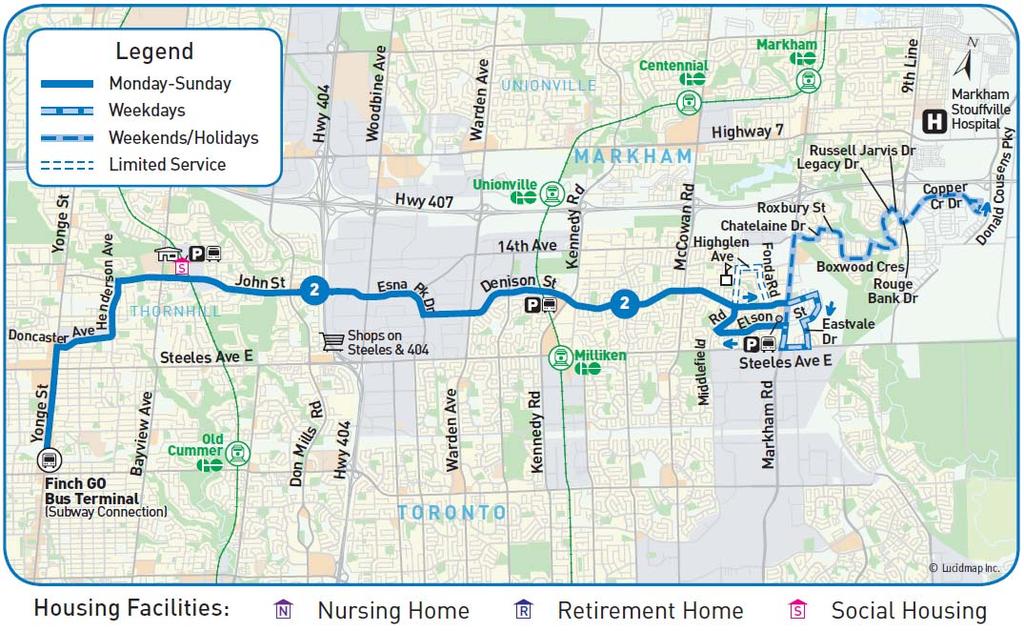 City of Markham Route 2 Milliken Increase rush hour frequency as per FTN initiatives Improved rush hour service Frequency