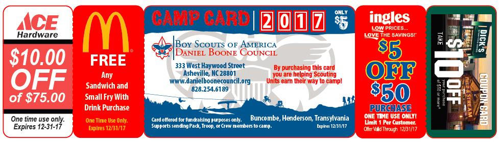COMMUNITY PARTNERS VENDORS: McDonald s, Outdoor 76, Ingle s, Ace Hardware, Dick s Sporting Goods and Field & Stream have offered generous one-time discounts that make the sale of this card a