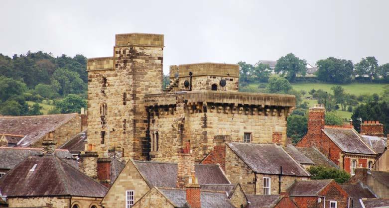 The Moot Hall, part of the Hexham sky- line from Hexham Bridge Tyne Green Country Park.