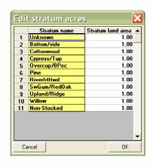 If you do not know the acres of each strata for whatever reason, TCruise will assume that the acres from each plot is weighted equally and will calculate the