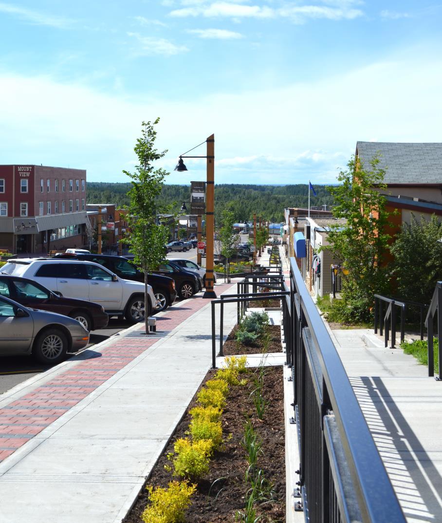 Downtown revitalization Completed Main Street reconstruction project in 2016. Two sidewalk terraced design provides nearly 100% business handicap accessibility.