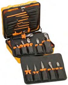 General-Purpose Insulated 22-Piece Tool Kit Case includes three pallets with customfitted pockets for each tool, piano-hinged cover has both a combination lock and two key-locked latches for