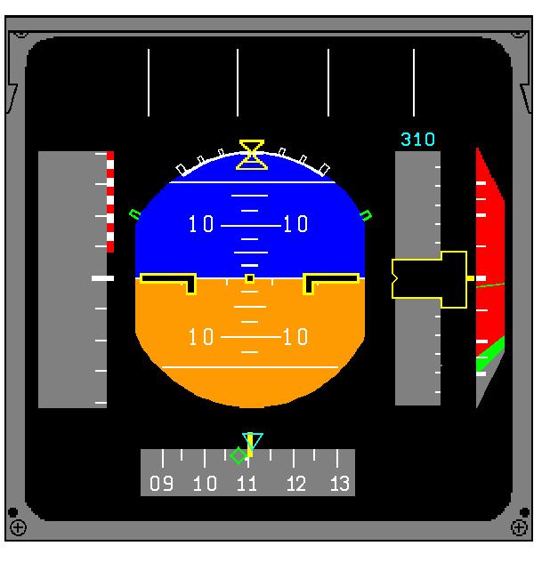 Example of EFIS with RAs displayed on the vertical speed
