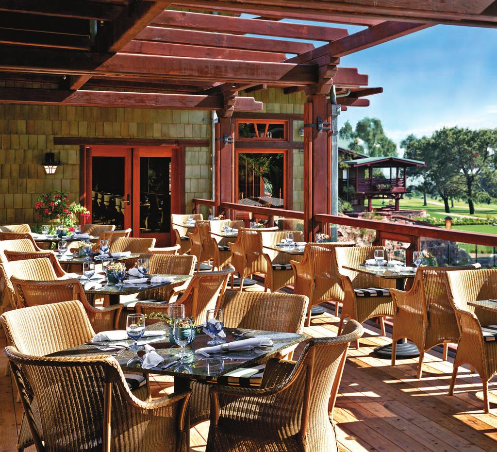 For more casual dining, The Grill offers guests a relaxing experience on its expansive outdoor patio including five fire pits