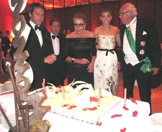 To commemorate the historic occasion, Their Royal Highnesses cut a special cake which the ball guests enjoyed.