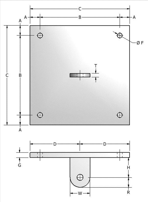 Page 37 713-849-3366 www.aaatech.com info@aaatech.com FIG. 533 CONCRETE ATTACHMENT PLATE W/ WELDING LUG APPLICATION: Concrete Single Lug Plates are used in conjunction with Fig.