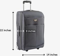 Dimension of Carry- On Bag: The maximum dimensions for a carry- on bag must not exceed 9 inches x 14 inches