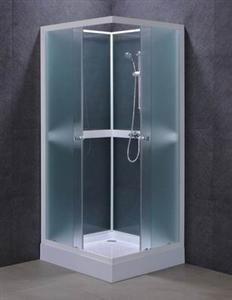 Shower Enclosures SS86D08 Showers This corner enclosure comes with glass block, pre-fitted with a shower valve and a slide rail kit. Dimension: 800x800 and 900x900x2100mm Dimension: 31.5"x31.