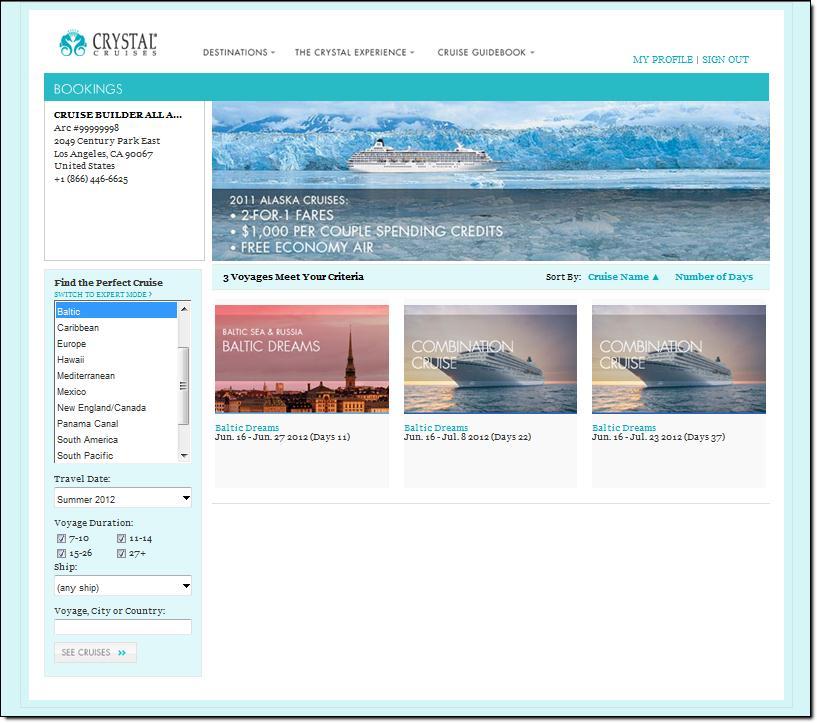 How to use CruiseBuilder 2.0 If you know what specific cruise you want, you may enter the cruise number. If you only know a location or a time frame, you can search upcoming cruises that way, as well.