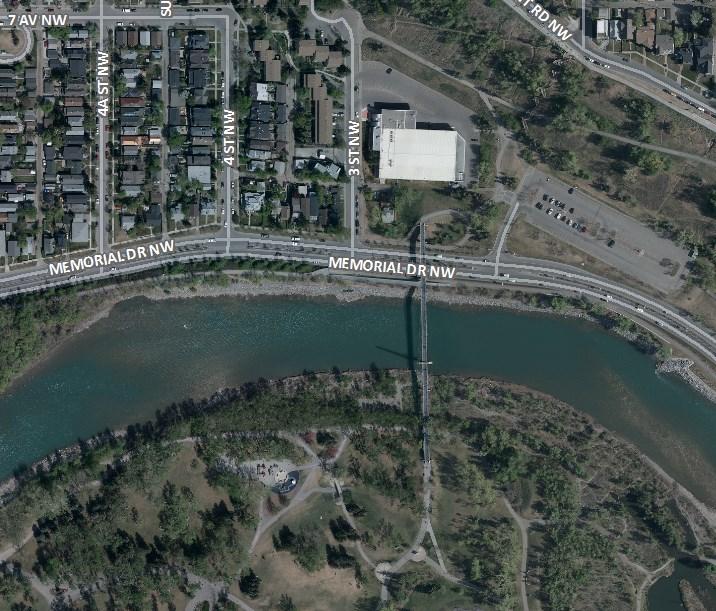 BOW RIVER CENTRE: SUNNYSIDE (Memorial Dr N.W. at 3 St N.W.) Priority Sites and Proposed Funding Stairs to mitigate the steep slope An opening in the guard rail, or a gate Additional garbage