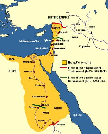 who abandoned him at Kadesh New Kingdom (18-20 th dynasties) aggressive foreign policy Thutmose I forge a new form of Egyptian Imperialism Conquers Nubia and Kush Monumental rock-cut tombs