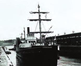 Credit: DND HMCS Cedarwood as she appeared after decommissioning and conversion to the paddle steamer Commodore.